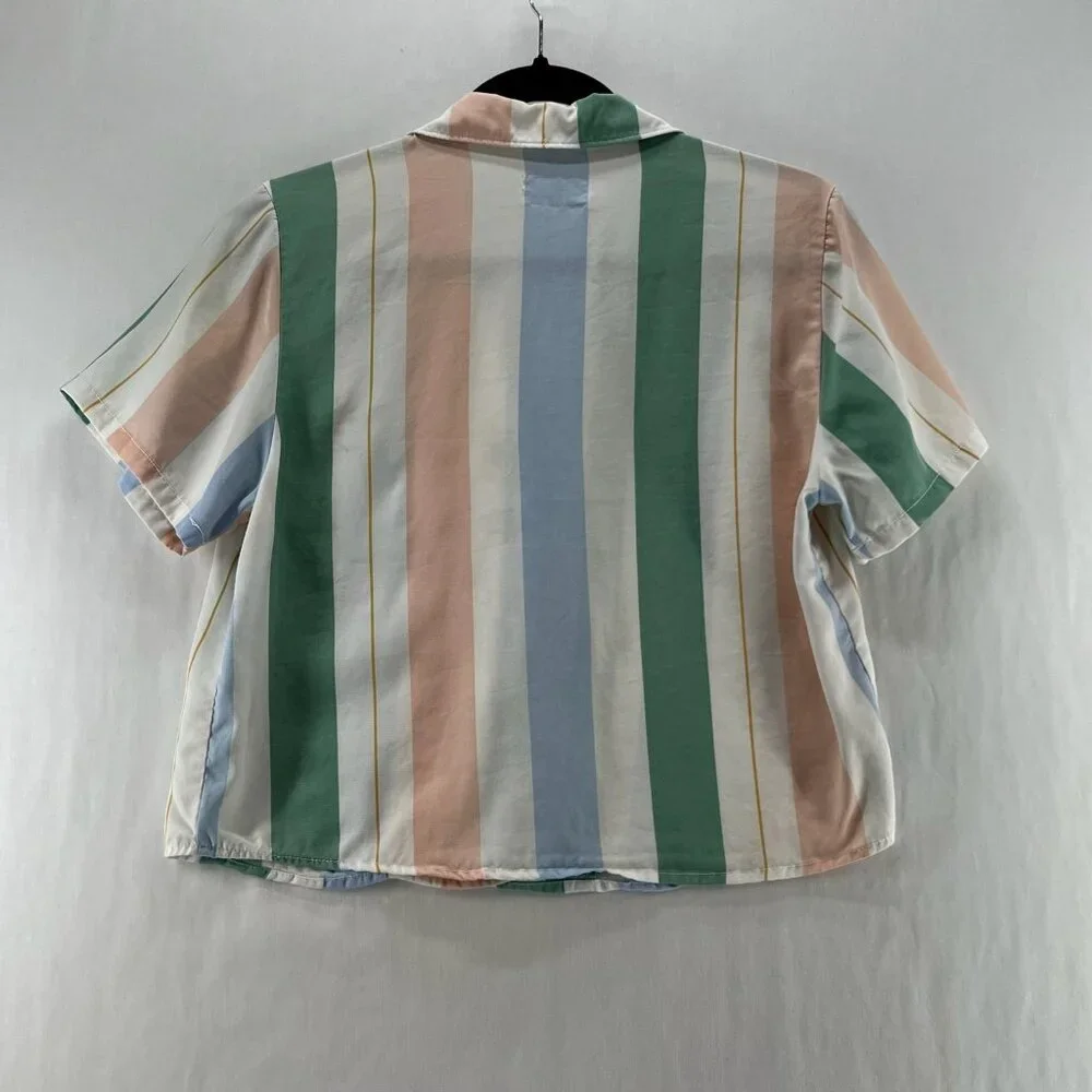 Marine Layer Doze Resort Shirt Womens XS Short Sleeve Pastel Striped Multicolor - Picture 5 of 9